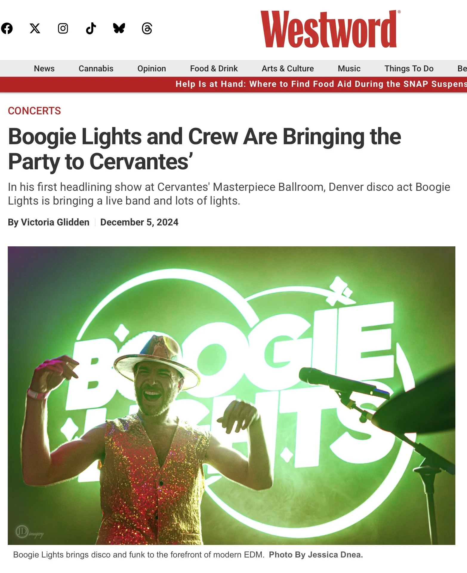 Westword  Boogie Lights and Crew are Bringing the Party…(December 5, 2024)  Role: Lead Photo Credit
