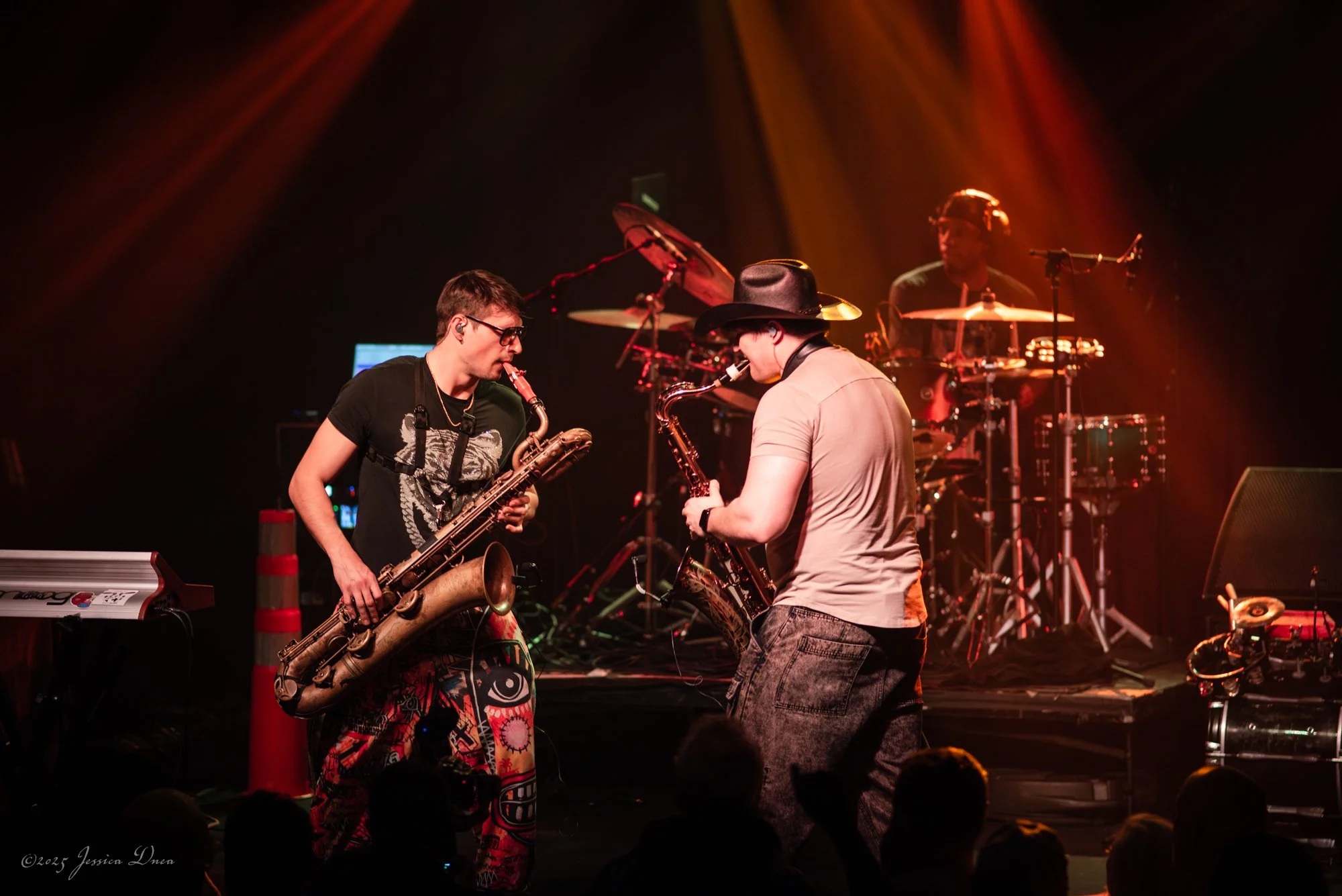 Concert coverage photo of a live performance in Colorado Moon Hooch Traffic Cone Sax Guy