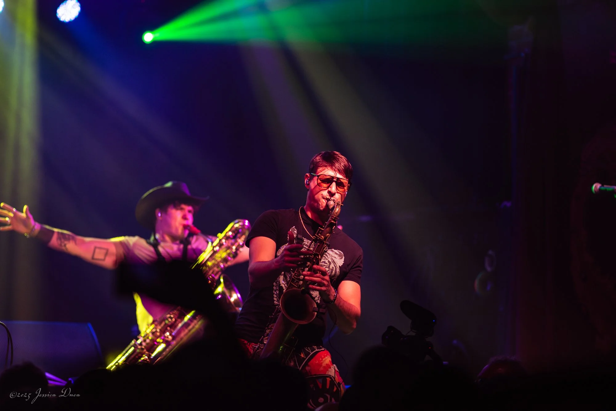 Concert coverage photo of a live performance in Colorado Moon Hooch Traffic Cone Sax Guy