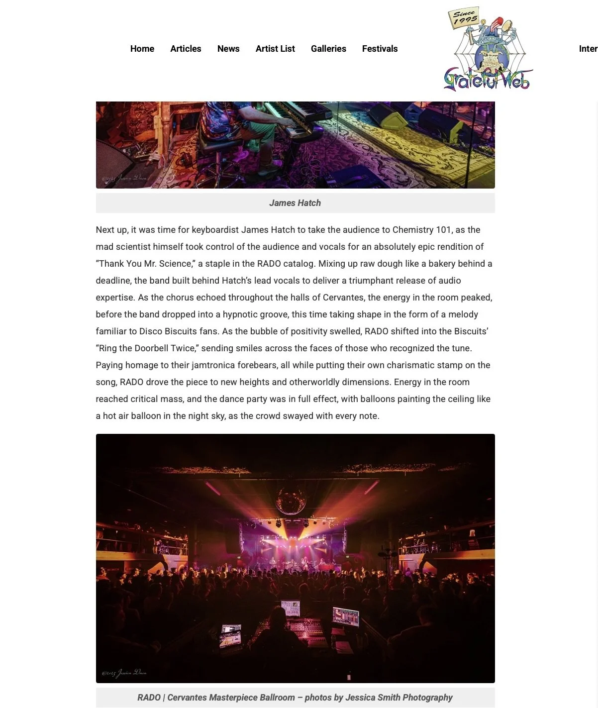 RADO concert photography at Cervantes Masterpiece Ballroom in Denver published by Grateful Web for live music coverage.