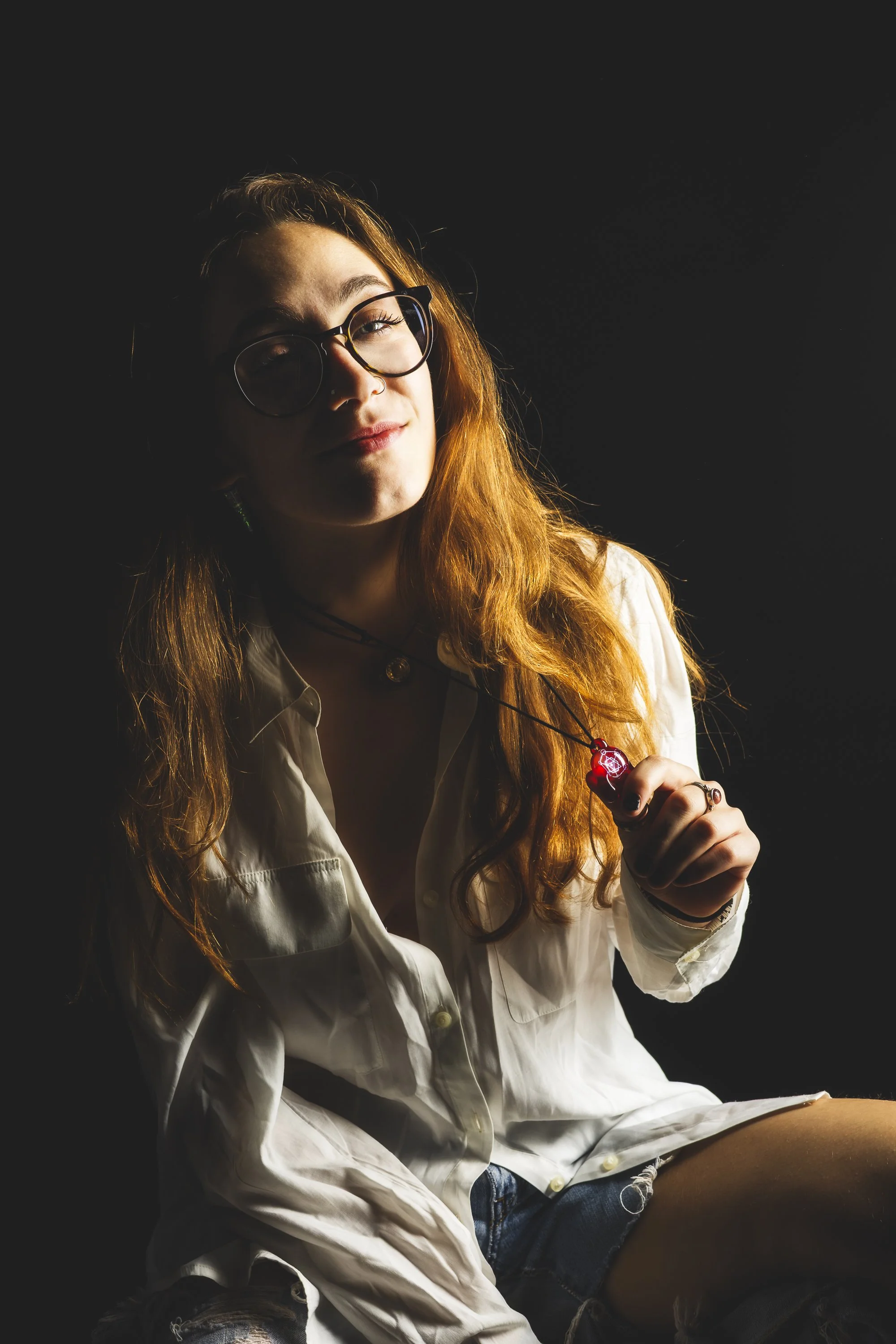 Studio portrait session in Denver with controlled lighting Cheyenne Clay