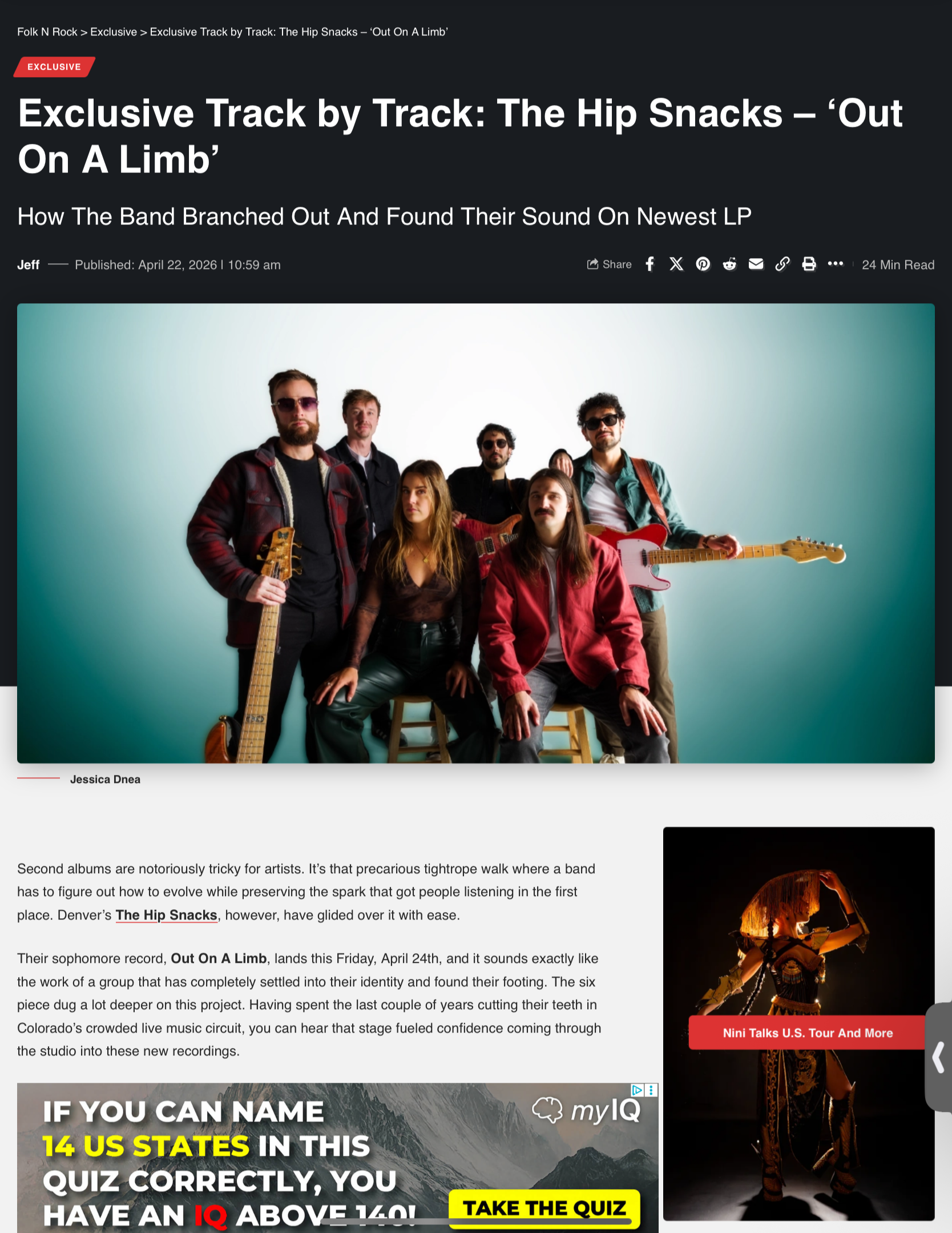 FolkNrock  How The Band Branched Out And Found Their Sound…(April 22, 2026)  Role: Lead Photo Credit