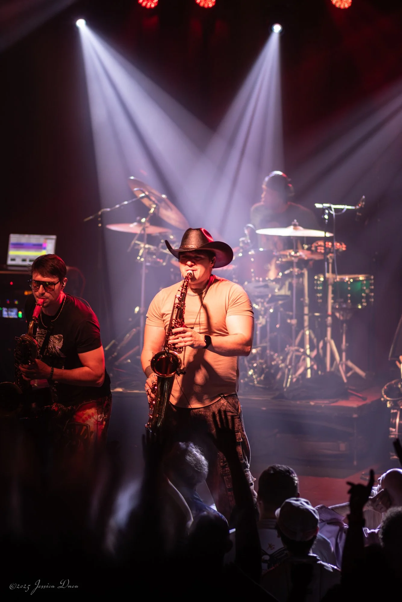 Concert coverage photo of a live performance in Colorado Moon Hooch Traffic Cone Sax Guy