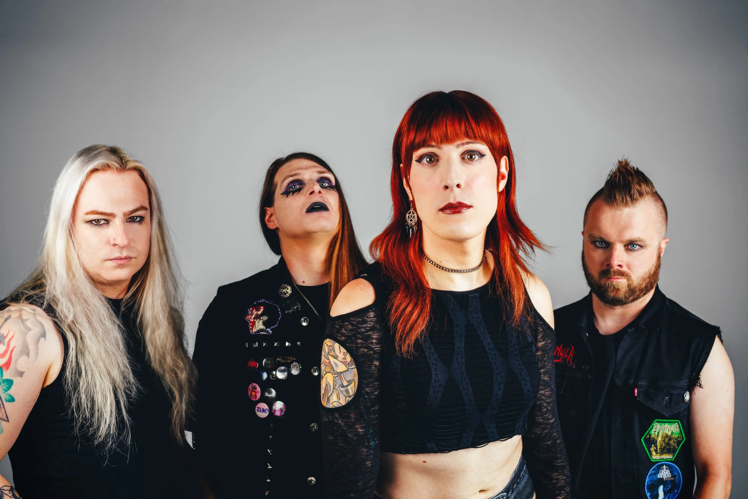 Tight Celestial Wizard band press portrait on a clean white cyc wall by Denver music photographer Jessica Dnea Imagery.