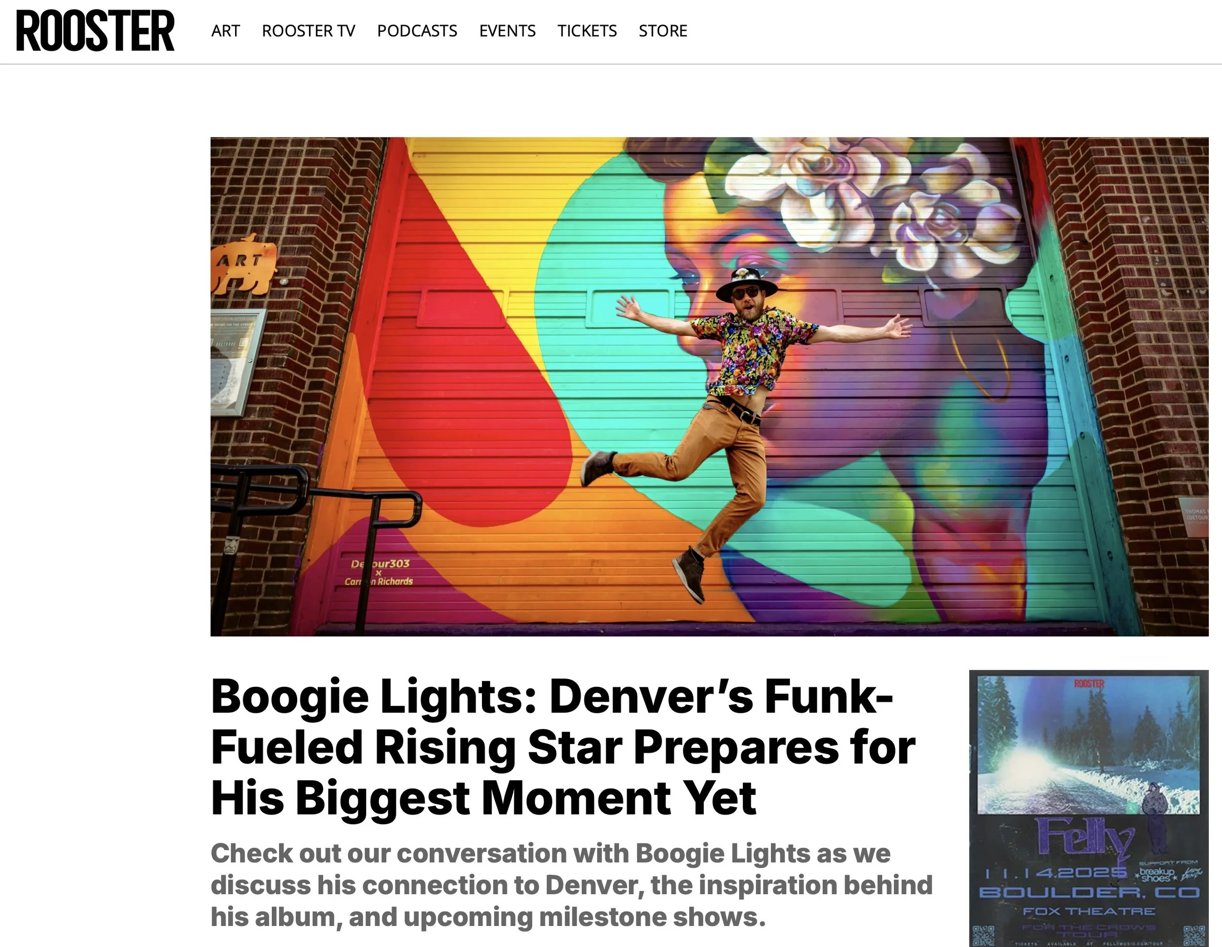 Rooster  Boogie Lights: Denver’s Funk-Fueled…(December 16, 2024)  Role: Lead Photo Credit