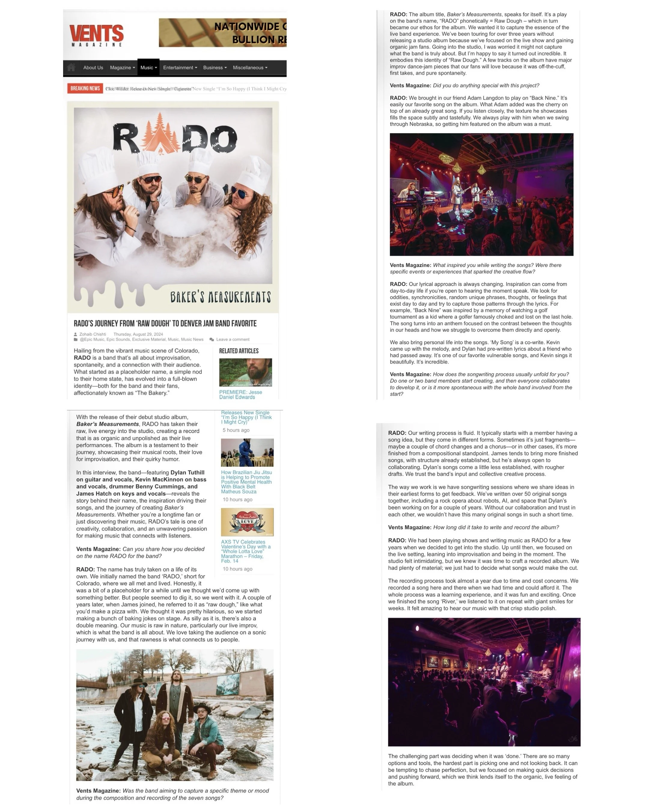 VENTS Magazine  Rado’s Journey from ‘Raw Dough’ to Denver Jam…(August 29, 2024)  Role: Contributing Photo Credit