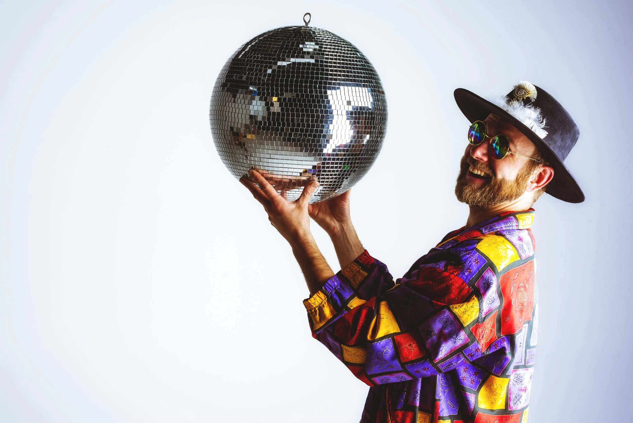 Press photo session for a musician in Denver, Colorado. Boogie Lights, disco, funk, electronic music.
