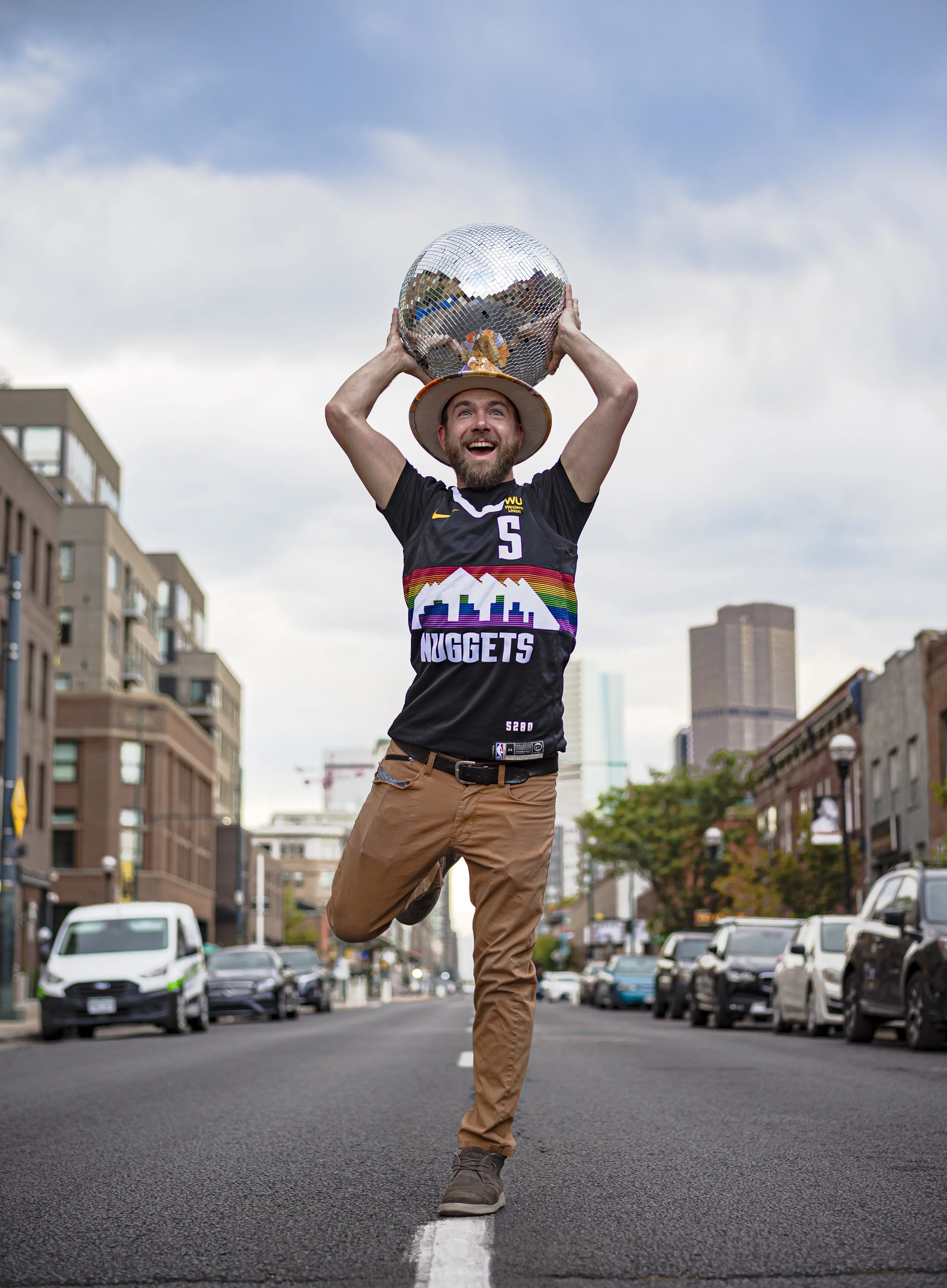 Outdoor portrait image in Colorado with real background context Boogie Lights Mark Henrichs