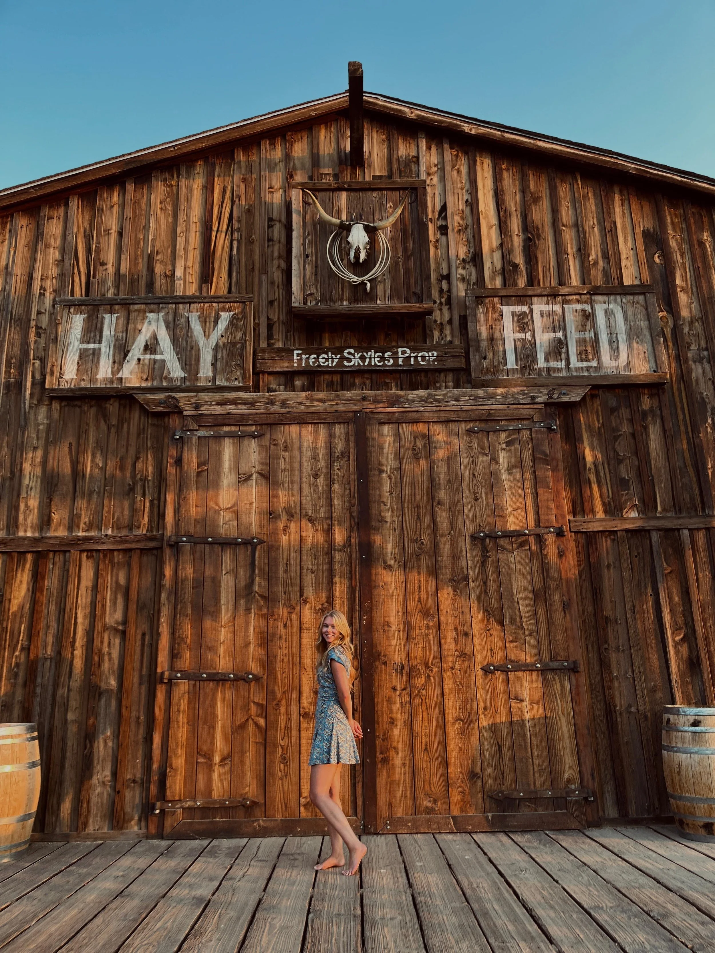 Historic western buildings along the main street of Pioneertown California