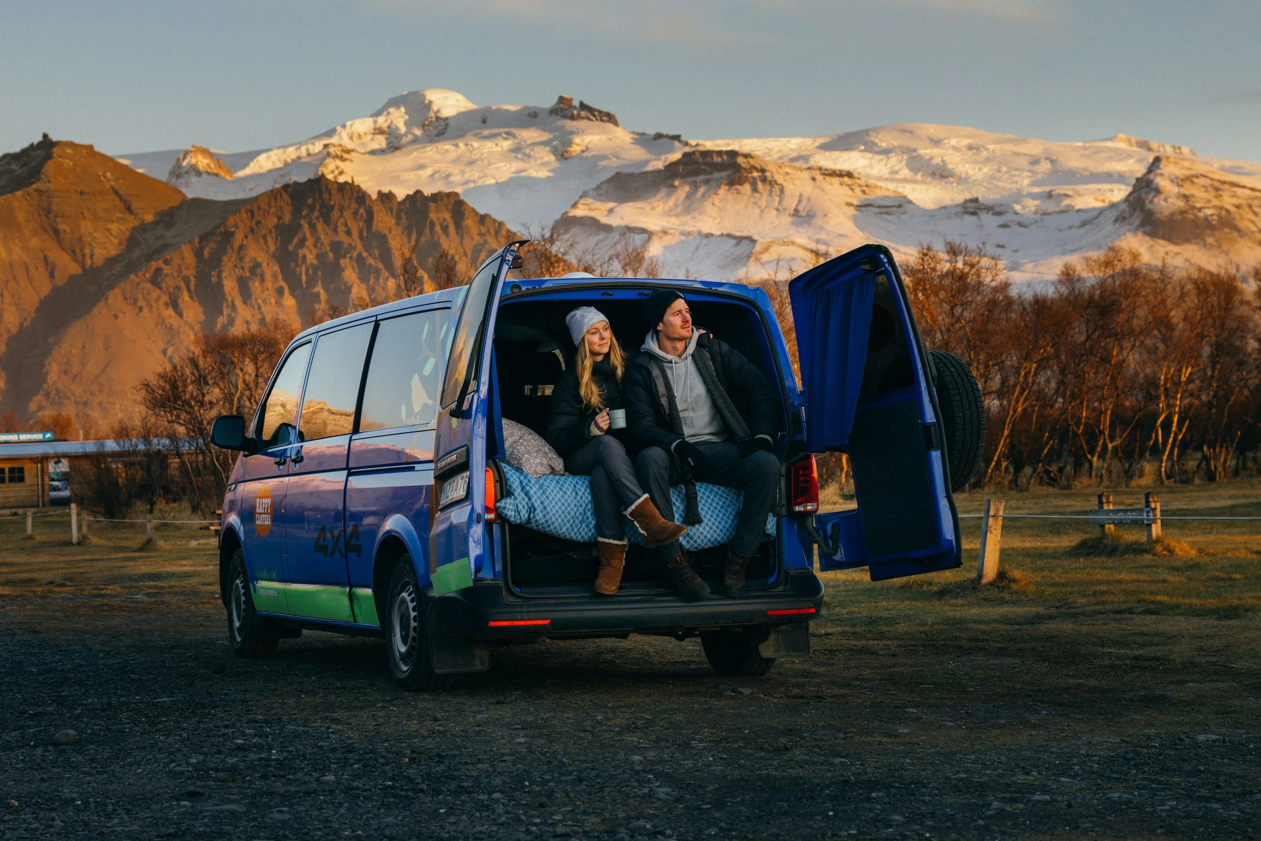 Mountain view from a campervan road trip in Iceland