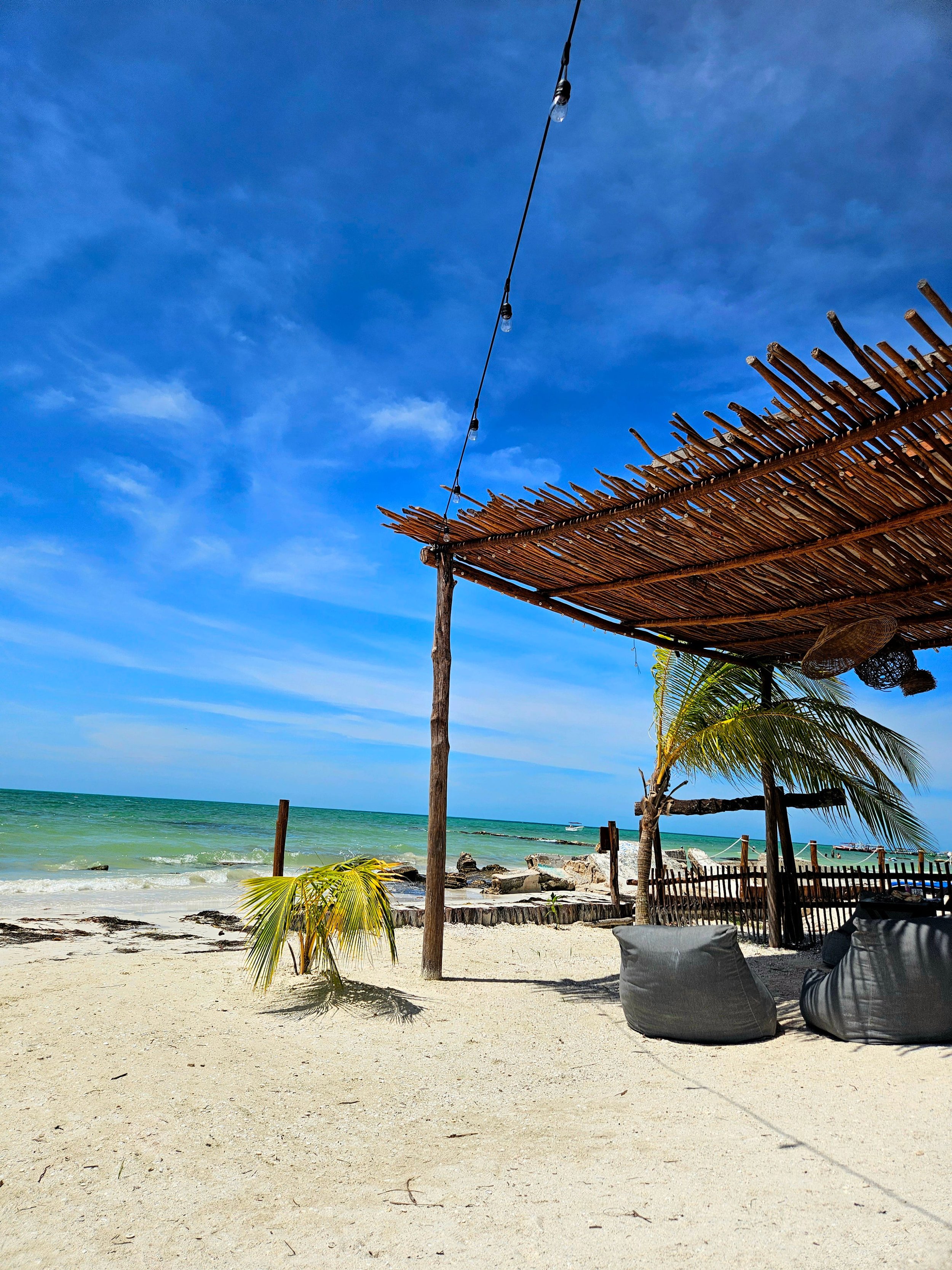Beautiful beach view and lounge area on Holbox beach