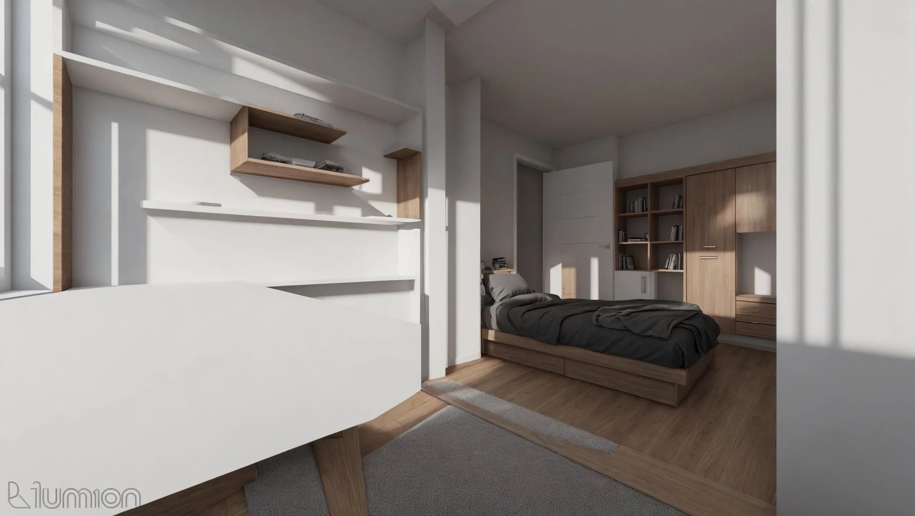 Add lighting element and books to teenage boy's room. (1).jpeg