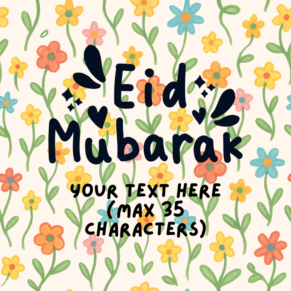 Custom Doodle Florals Eid Mubarak Stickers