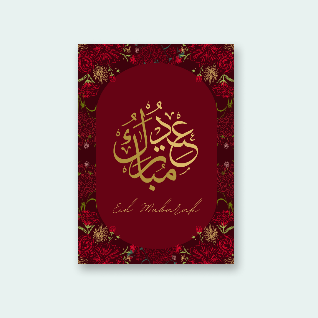 Floral Red Eid Card