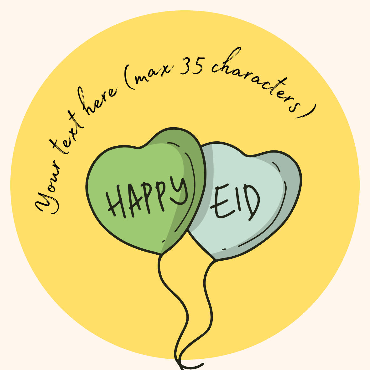 Custom Yellow Happy Eid Stickers