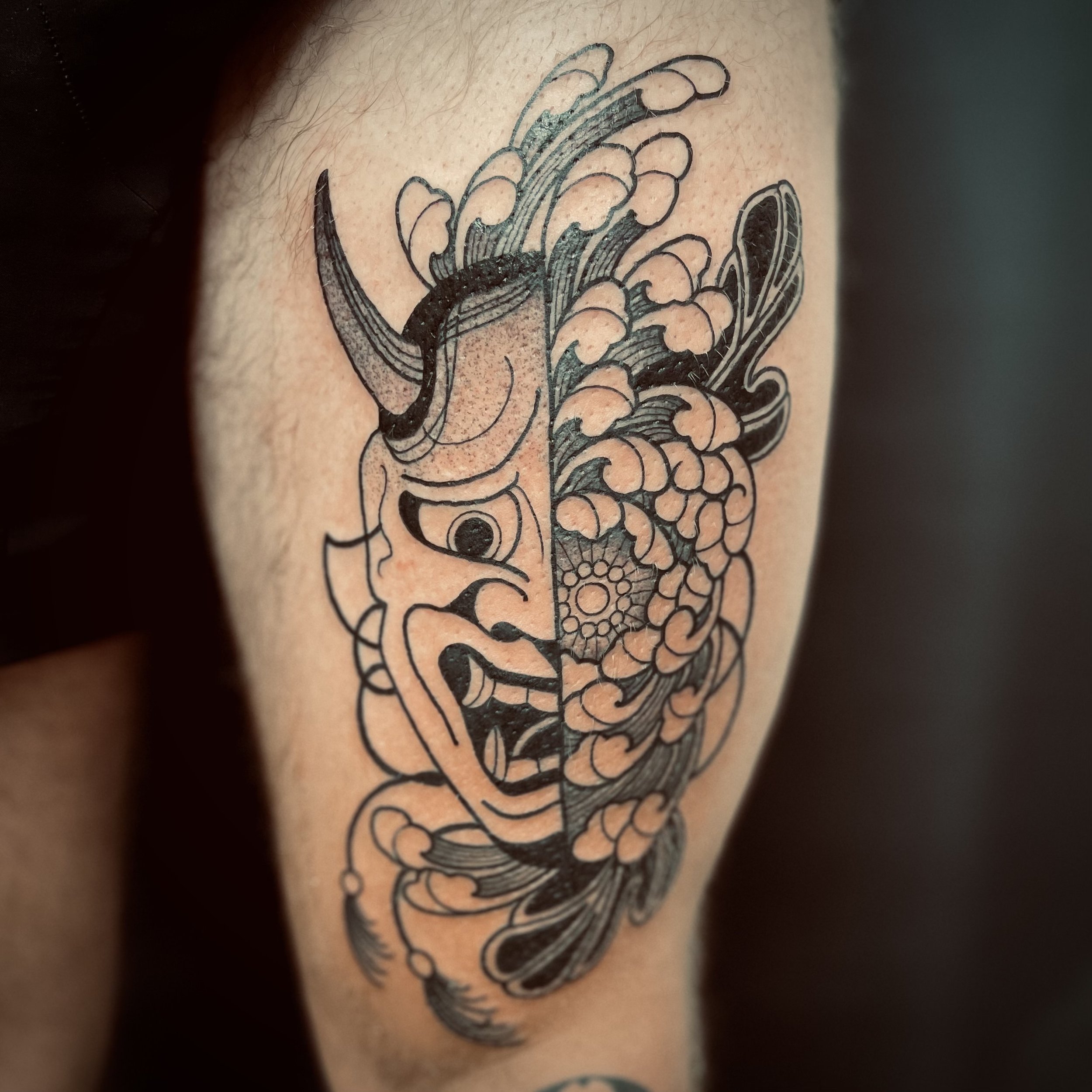 Japanese tattoo Hannya chrysanthemum 