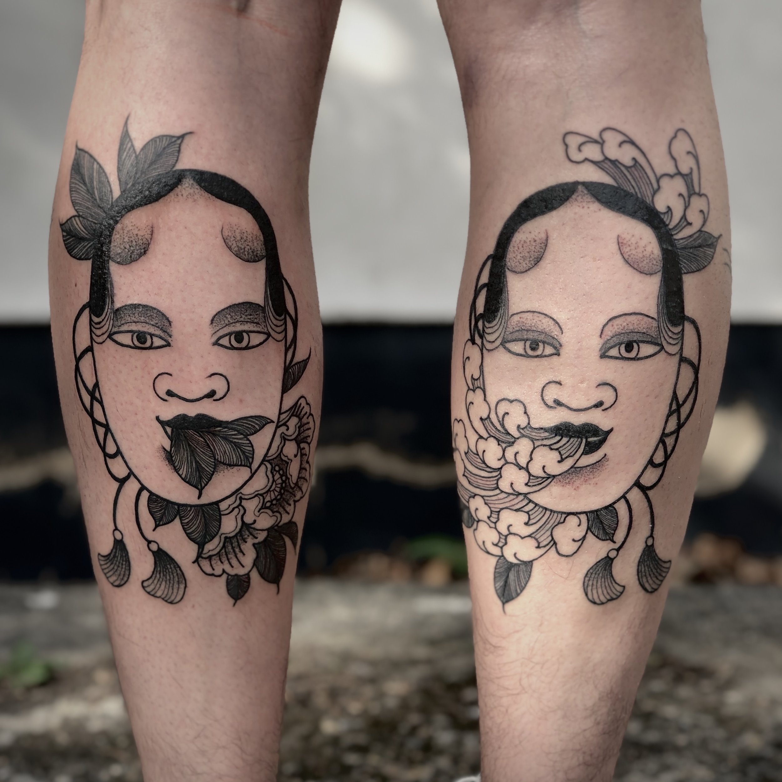 Japanese tattoo Ko omote masks