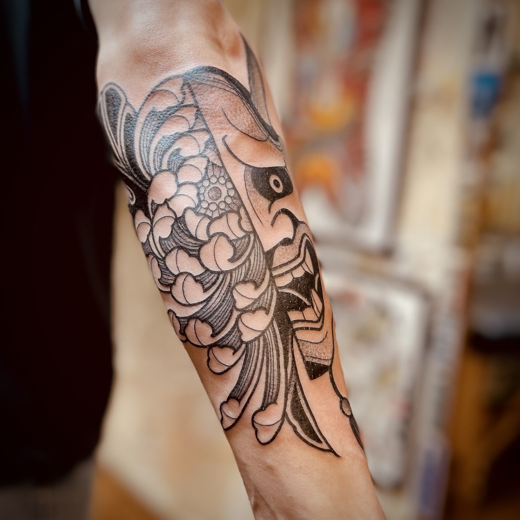 Japanese tattoo Hannya chrysanthemum 