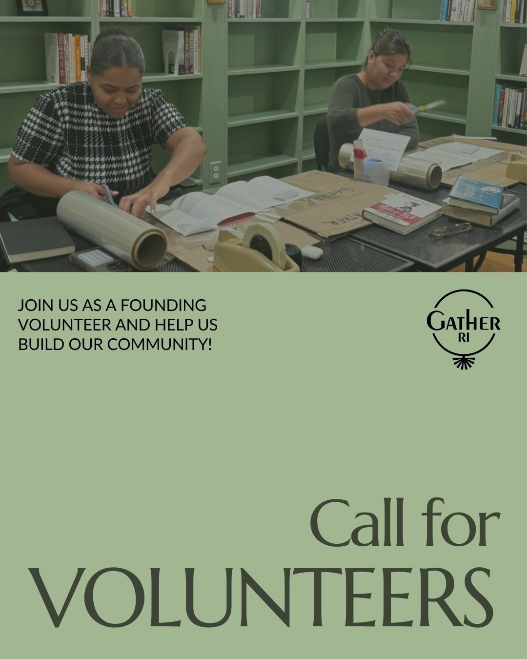 🌟 Help us build something amazing! 🌟

We're looking for Founding Volunteers to help launch Gather RI&mdash;a community space for women and gender expansive people.

This is your chance to shape our community from day one and become part of our orig