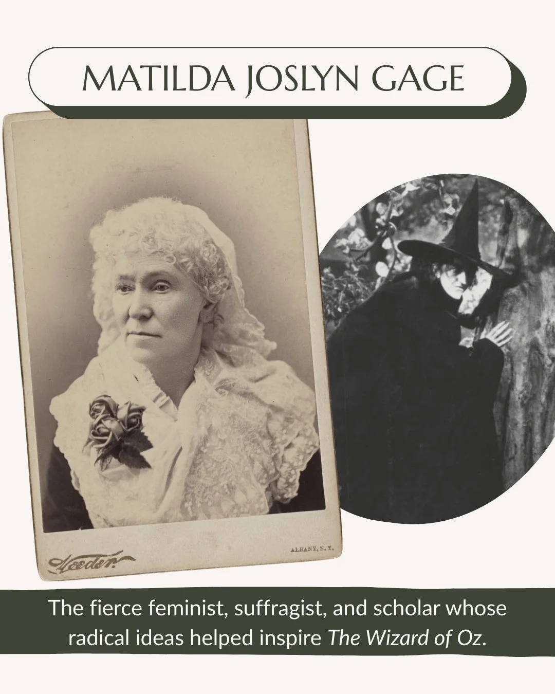 The woman behind the broomstick ✨🧹

As the world debates the second chapter of the &quot;Wicked&quot; franchise, let's talk about Matilda Joslyn Gage (1826-1898)&mdash;the fierce feminist, suffragist, and scholar whose radical ideas helped inspire &