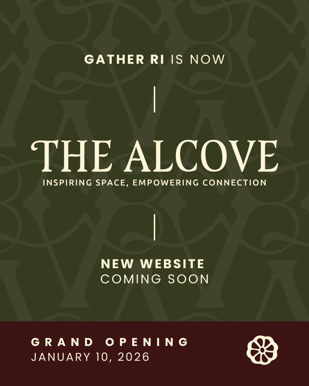 🌟 Same Heart, New Chapter 🌟

We have news to share! Gather RI has a new name&mdash;welcome to The Alcove.

We're still Rhode Island's first feminist cultural center celebrating women and gender expansive people. Same mission, same community, fresh 