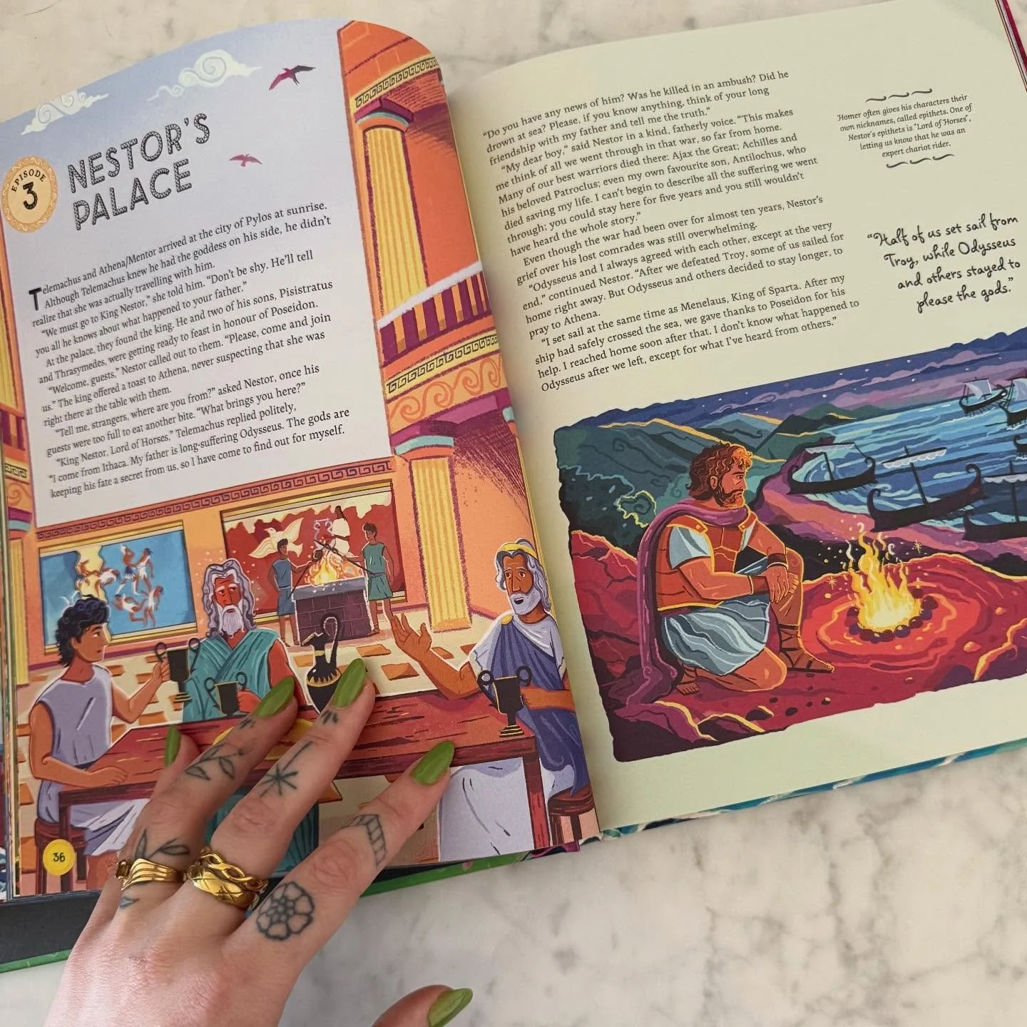 One of my absolute FAVOURITE illustrations in my upcoming Odyssey retelling! 😍 Inspired by the very REAL palace of Bronze Age Pylos 🥰🏛️!! @worldofhazem did such an incredible job bringing life to my idea of a mytho-historical Homeric Greece. 

Pre