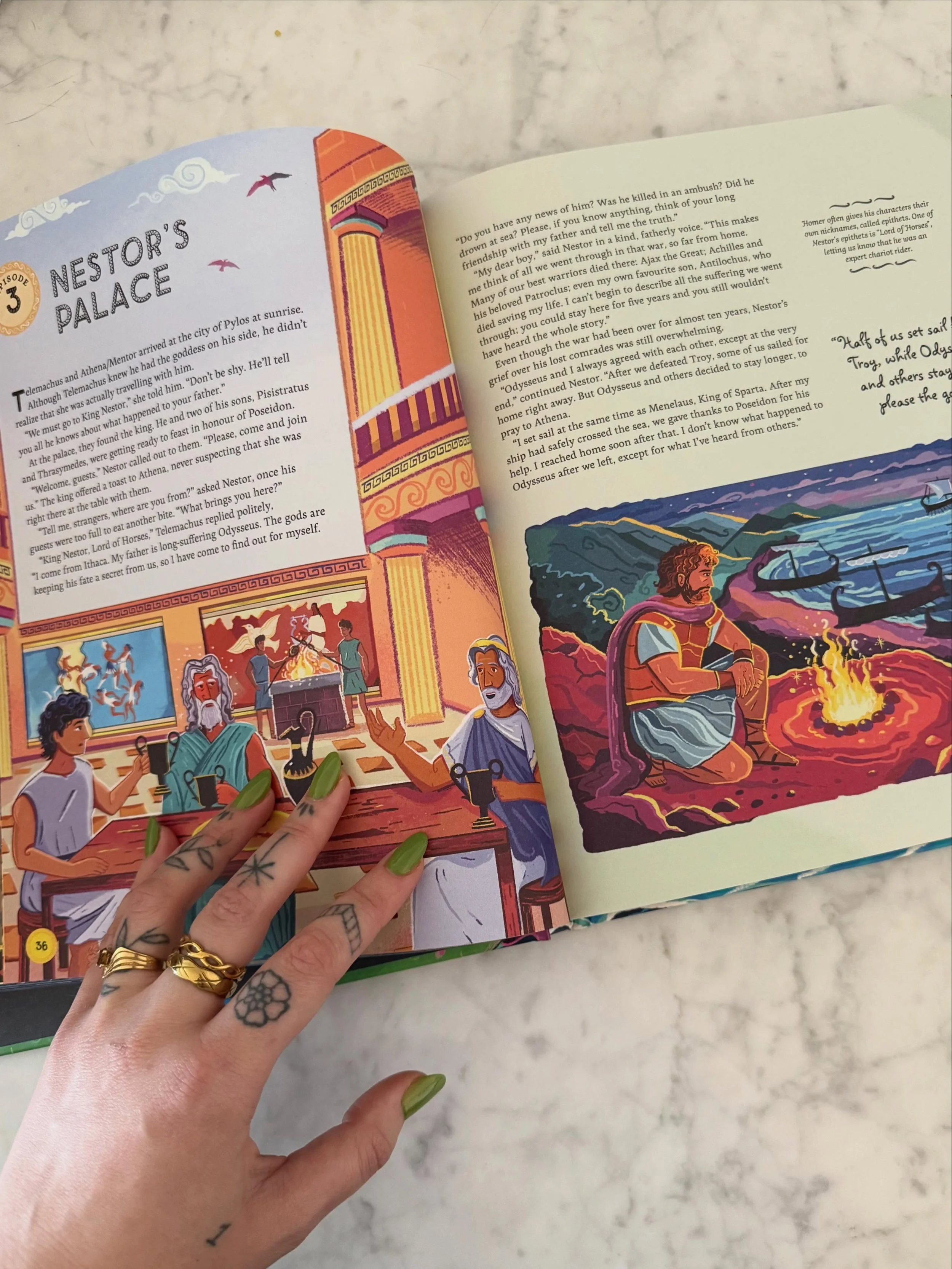 TODAY&rsquo;S [ONE OF] THE DAY[S]!!! The Odyssey: a Modern Retelling is on shelves across the UK and I am EXCITED! 

To celebrate, here are two of my favourite moments/illustrations (thanks @worldofhazem!)&hellip;
1. Nestor Palace of Pylos 😍 featuri