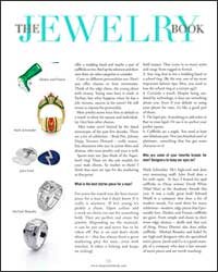Page from a jewelry book with images of jewelry pieces including a ring, and a magazine cover titled 'Jewelry Book'.