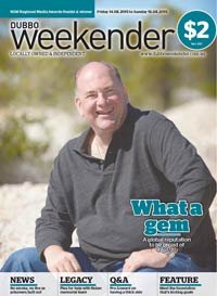 Cover of Dubbo Weekender magazine featuring a smiling man outdoors, with headlines about local stories and a $2 price tag.