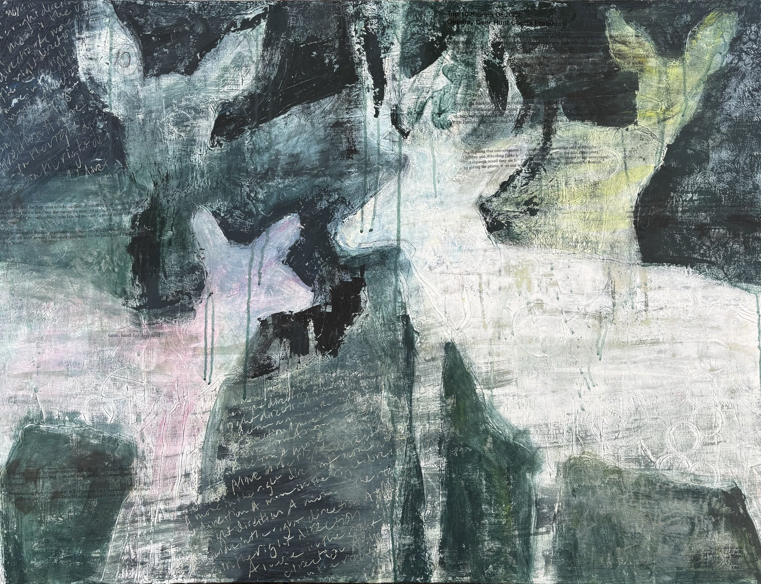 Susanne Williams | They Come When Called, 2024 | 30 x 40 x 1.5 inches | Acrylic, graphite, acrylic transfer on canvas