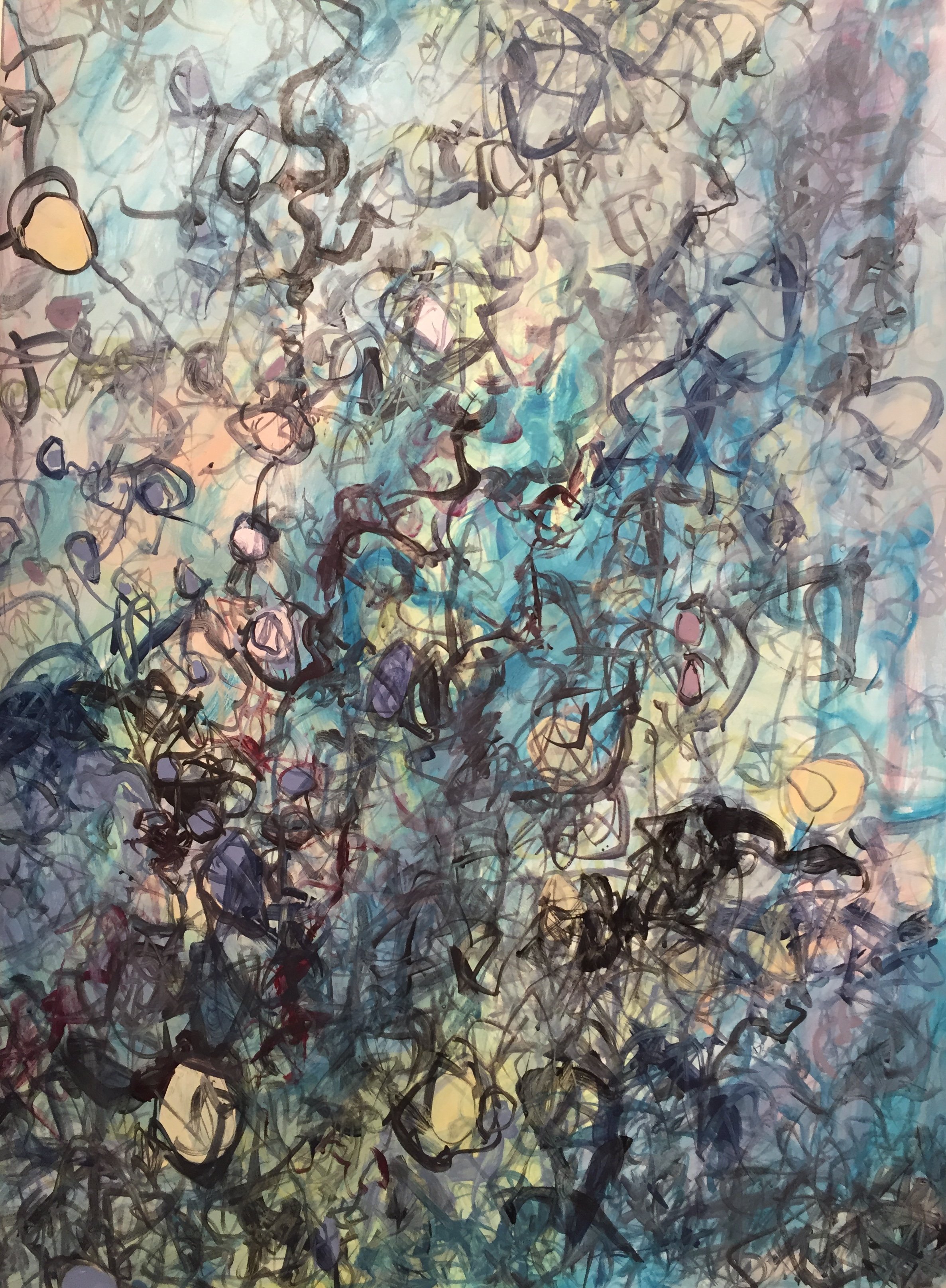 Susanne Williams | Abstraction in Blue and Yellow, 2015 | 30 x 22 inches | Acrylic on paper