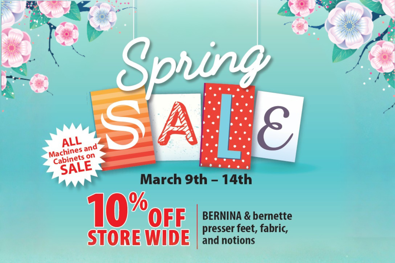 Spring Sale at HOOVER’S BERNINA SEW