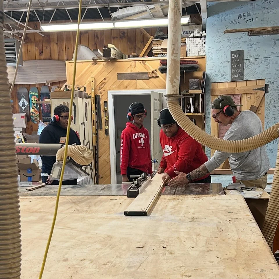 Cutting board production and table saw training in action!