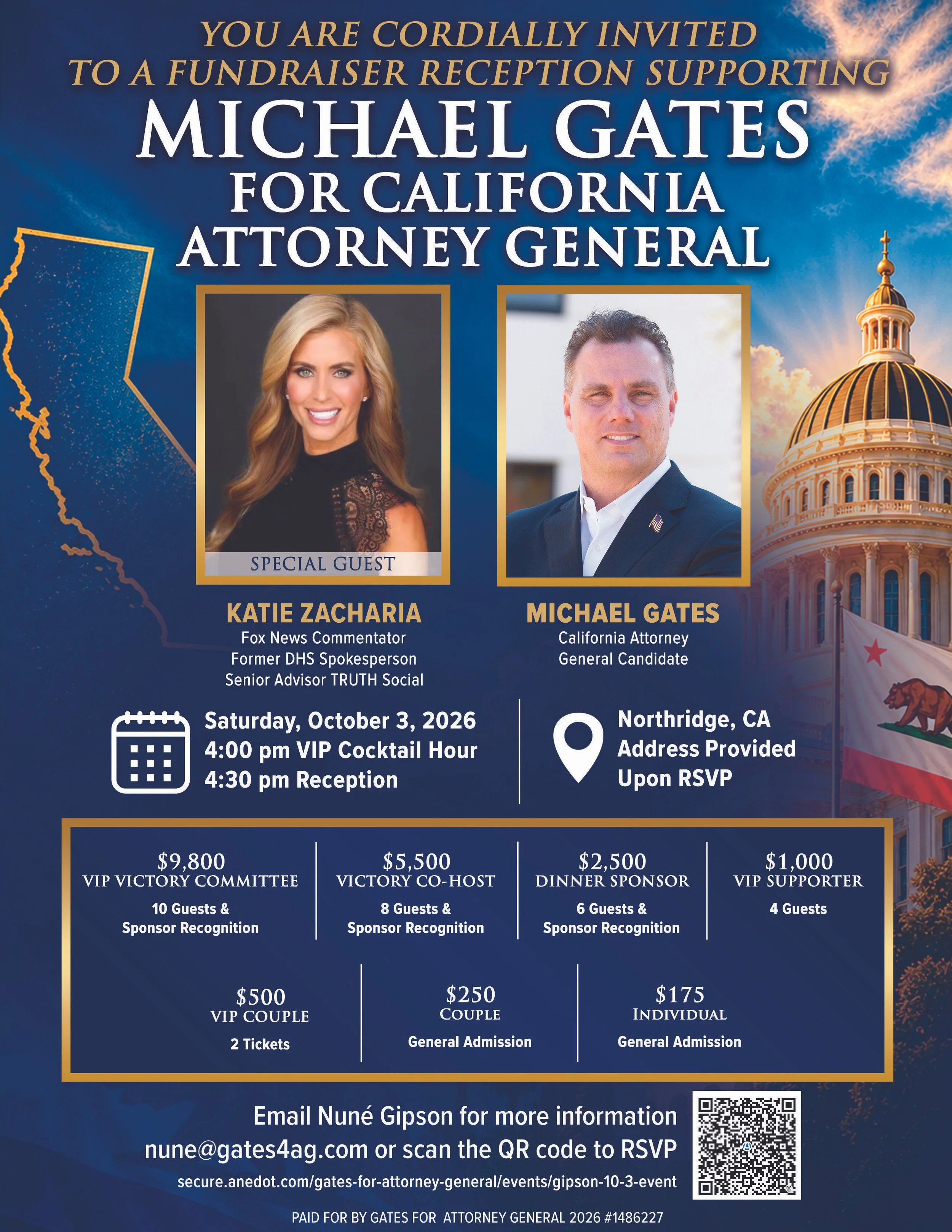 Michael Gates for CA Attorney General - Fundraiser DInner