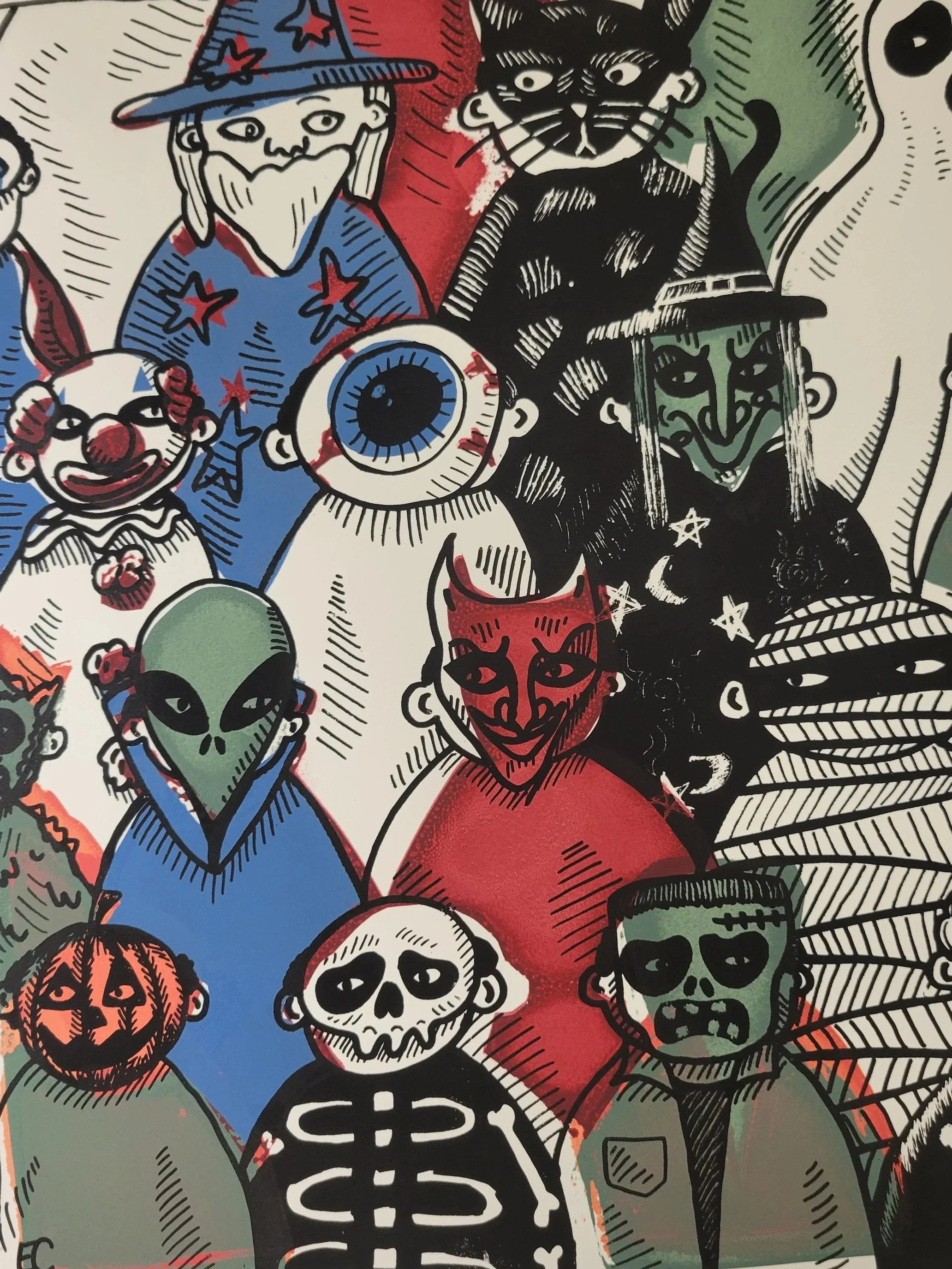 "Assembly" is a screen print artwork on traditional paper