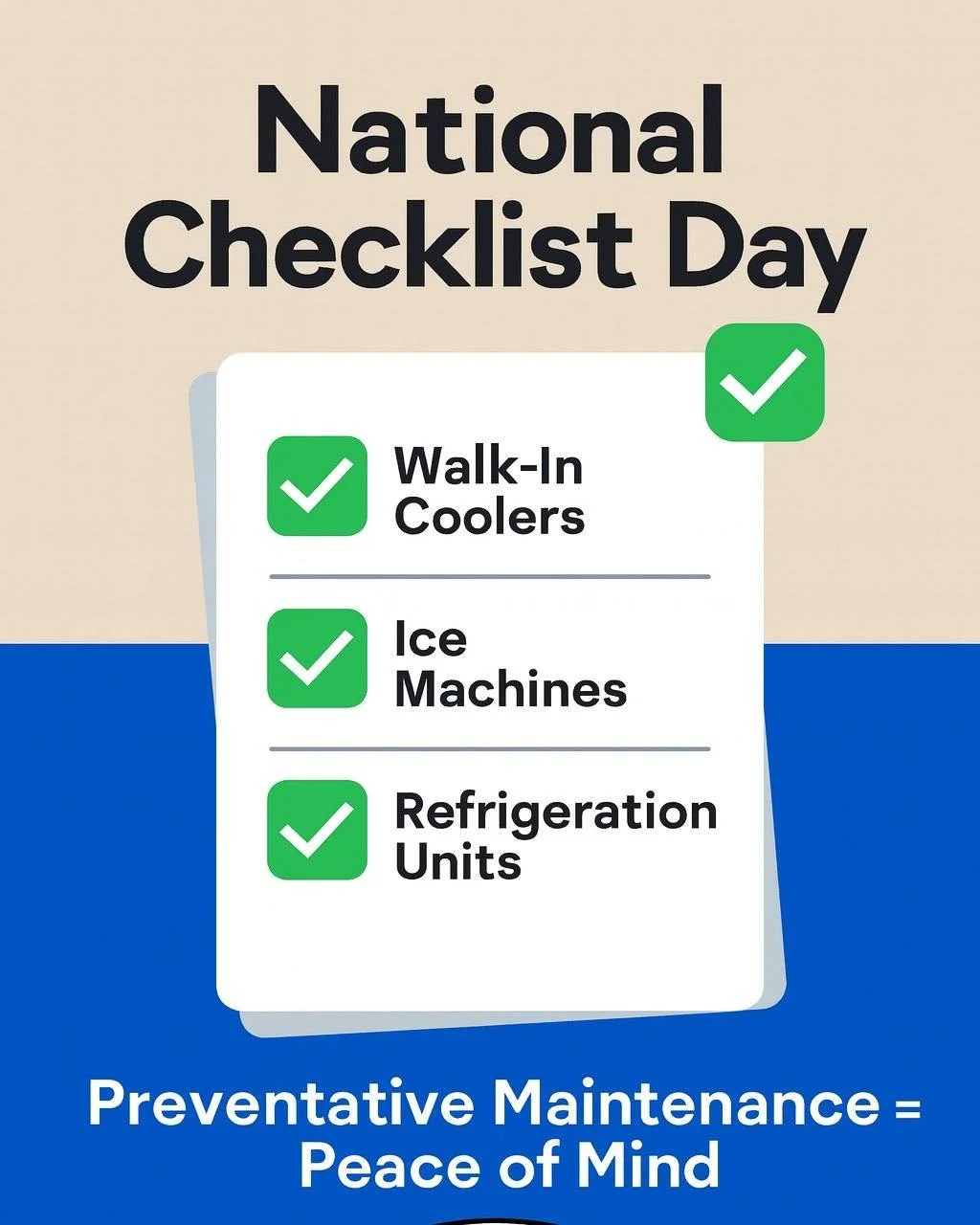 ✅ It&rsquo;s National Checklist Day &mdash; the perfect reminder that preventative maintenance starts with a solid plan!

At San Diego Refrigeration, our team uses detailed checklists to make sure every inspection is thorough, every box is ticked, an