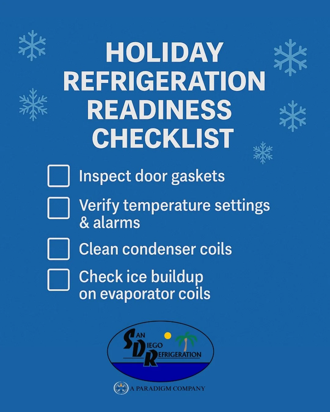 🛠️ Maintenance Monday &ndash; Holiday Edition

The holidays mean full kitchens and fully stocked walk-ins. Make sure your refrigeration systems are ready before the rush hits ❄️

Here are 3 quick checks to help avoid emergency calls during one of th