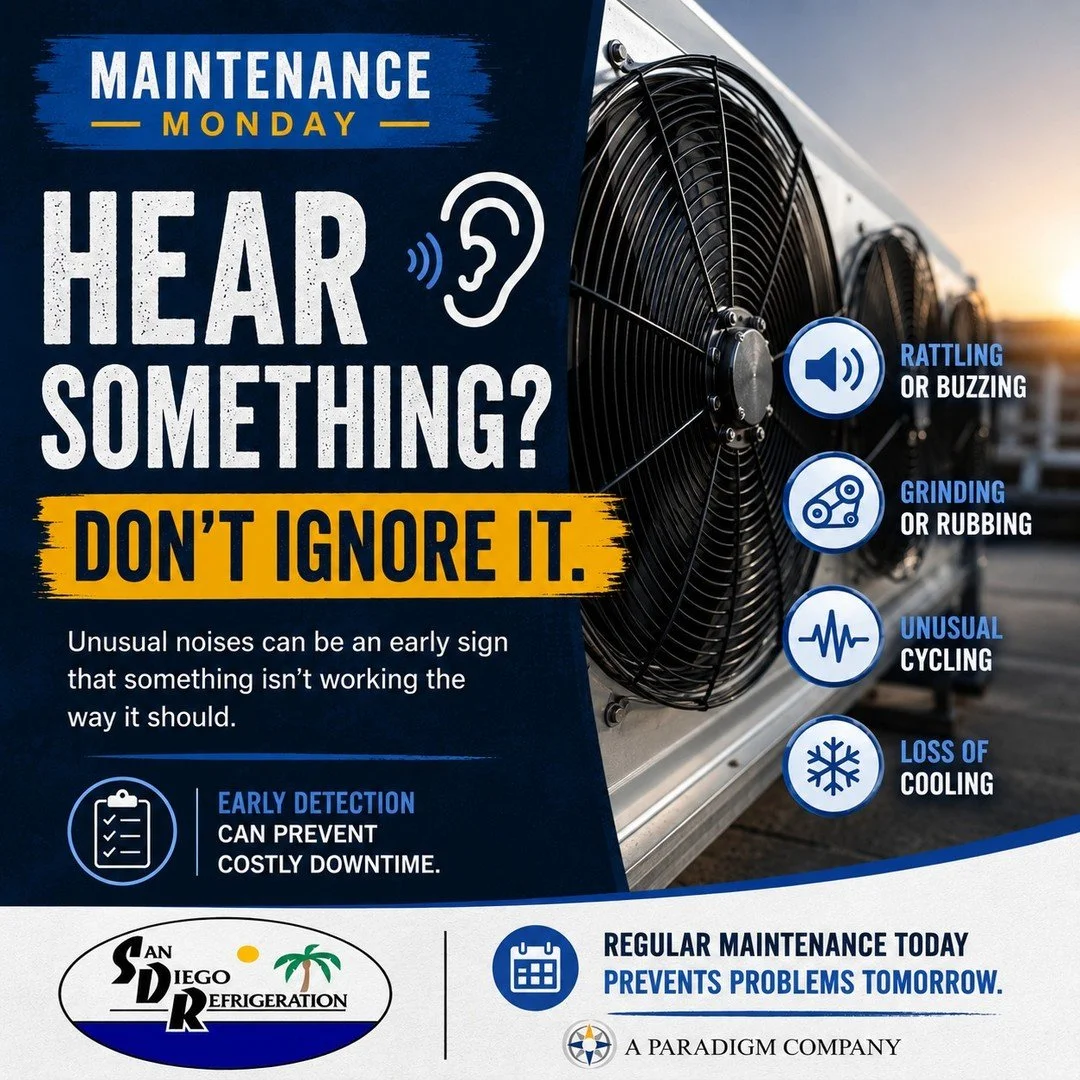Maintenance Monday | Listen to Your Equipment

Your refrigeration equipment shouldn't suddenly sound different.

New rattling, buzzing, grinding, or unusual cycling can be an early sign that something isn't working the way it should. Catching those c