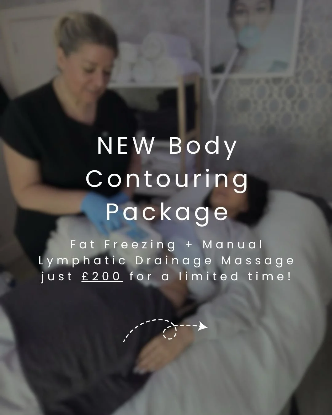 Out brand new Body Contouring package featuring fat freezing and manual lymphatic drainage is just &pound;200 for a limited time only! DM us to grab an appointment for this package at our Bromley beauty clinic before they&rsquo;re all gone. 📲✨