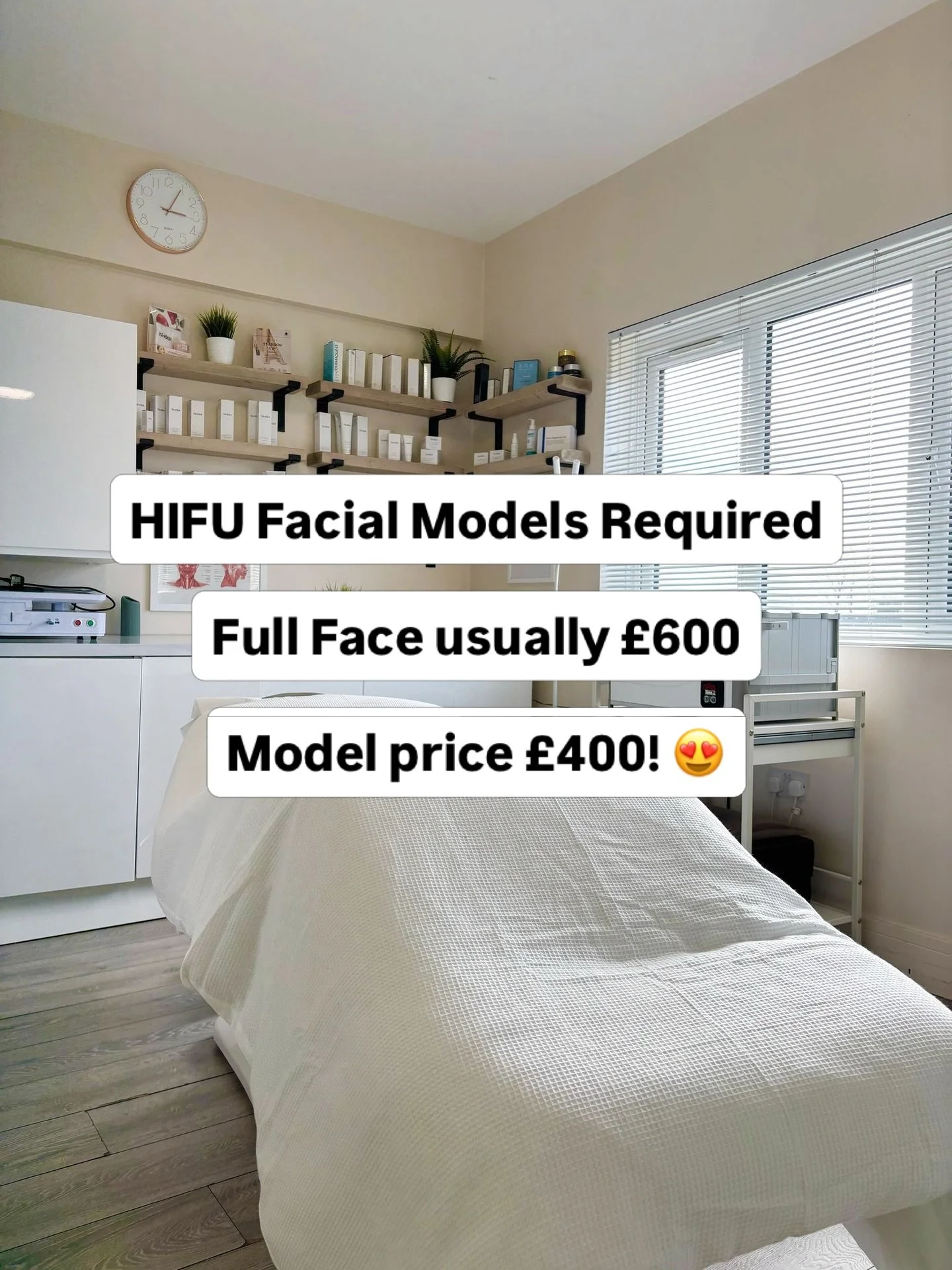 Want a HIFU facial with Nayle at the discounted model price of &pound;400? 😍

We have model appointments available this Thurs 30th April &amp; 7th May to support Nayle with learning our treatment menu.

3D HIFU is a non-invasive skin tightening trea