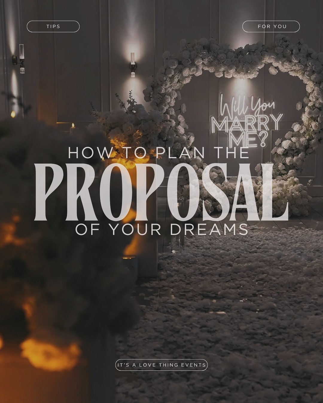 Dreaming of your perfect proposal? 💍 Swipe through for our top 4 tips to create a moment you&rsquo;ll cherish forever.. 

✨ Want to skip the stress and focus on the magic? We&rsquo;re here to bring your dream proposal to life! ❤️

#proposals #propos