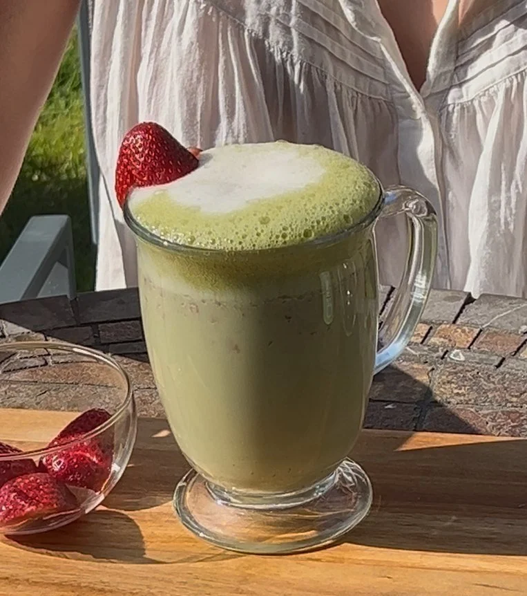 Strawberry Oat Milk Matcha Latte