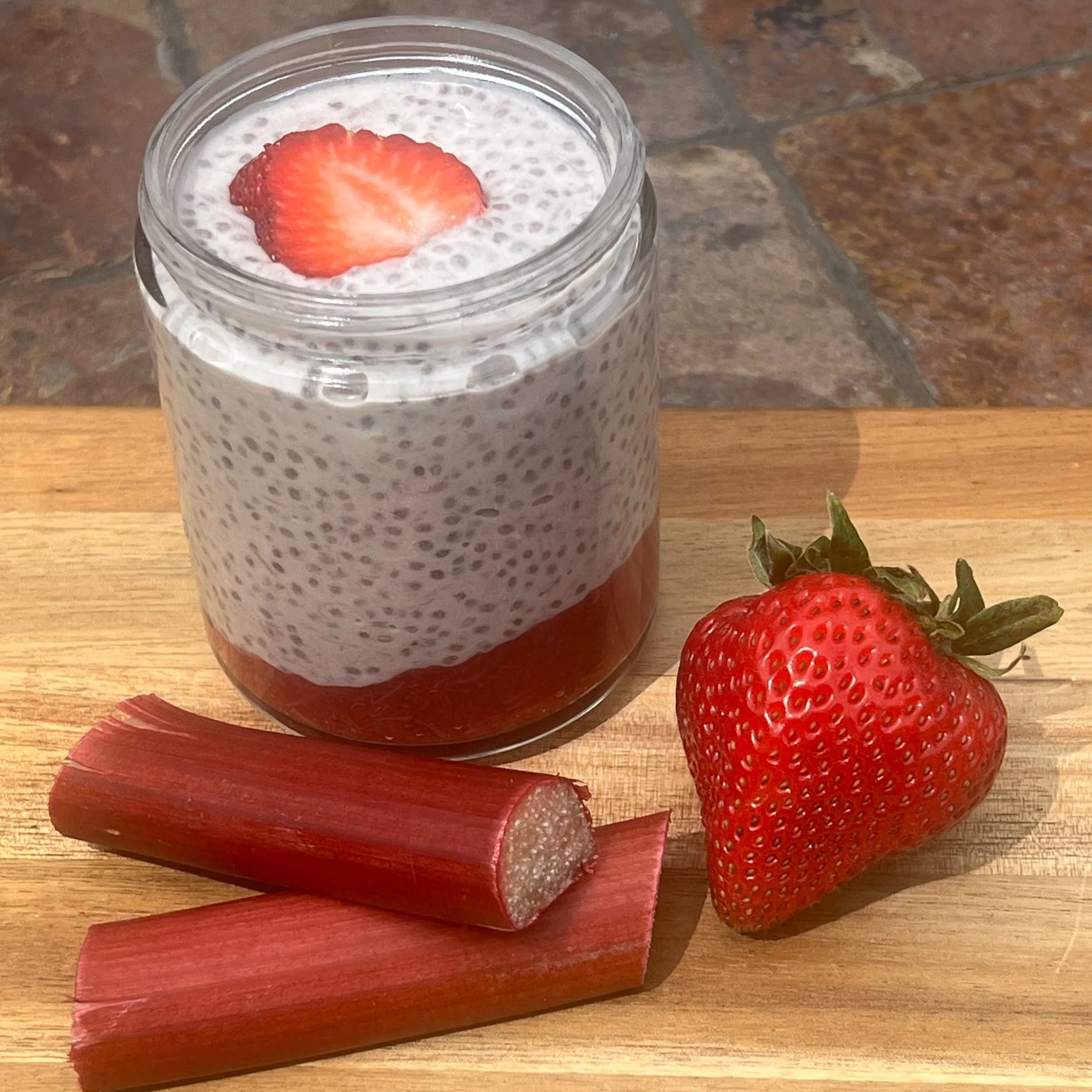 Strawberry, Rhubarb Chia Protein Pudding