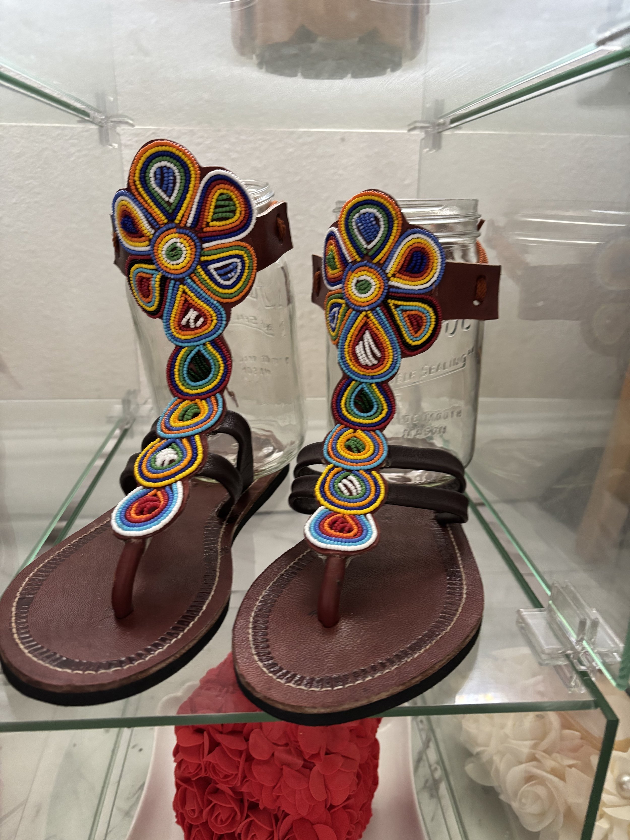 Beaded High-Top Sandals