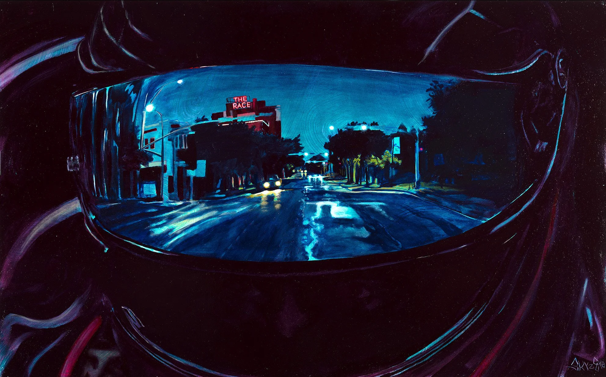 The Race | Original Motorcycle Helmet Painting