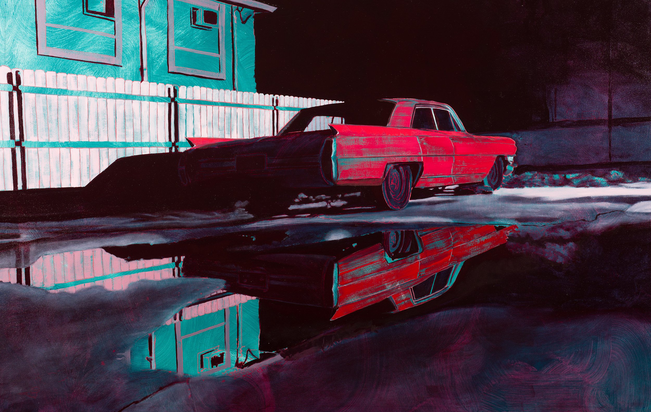 Midnight Reflections | Original Cadillac Painting