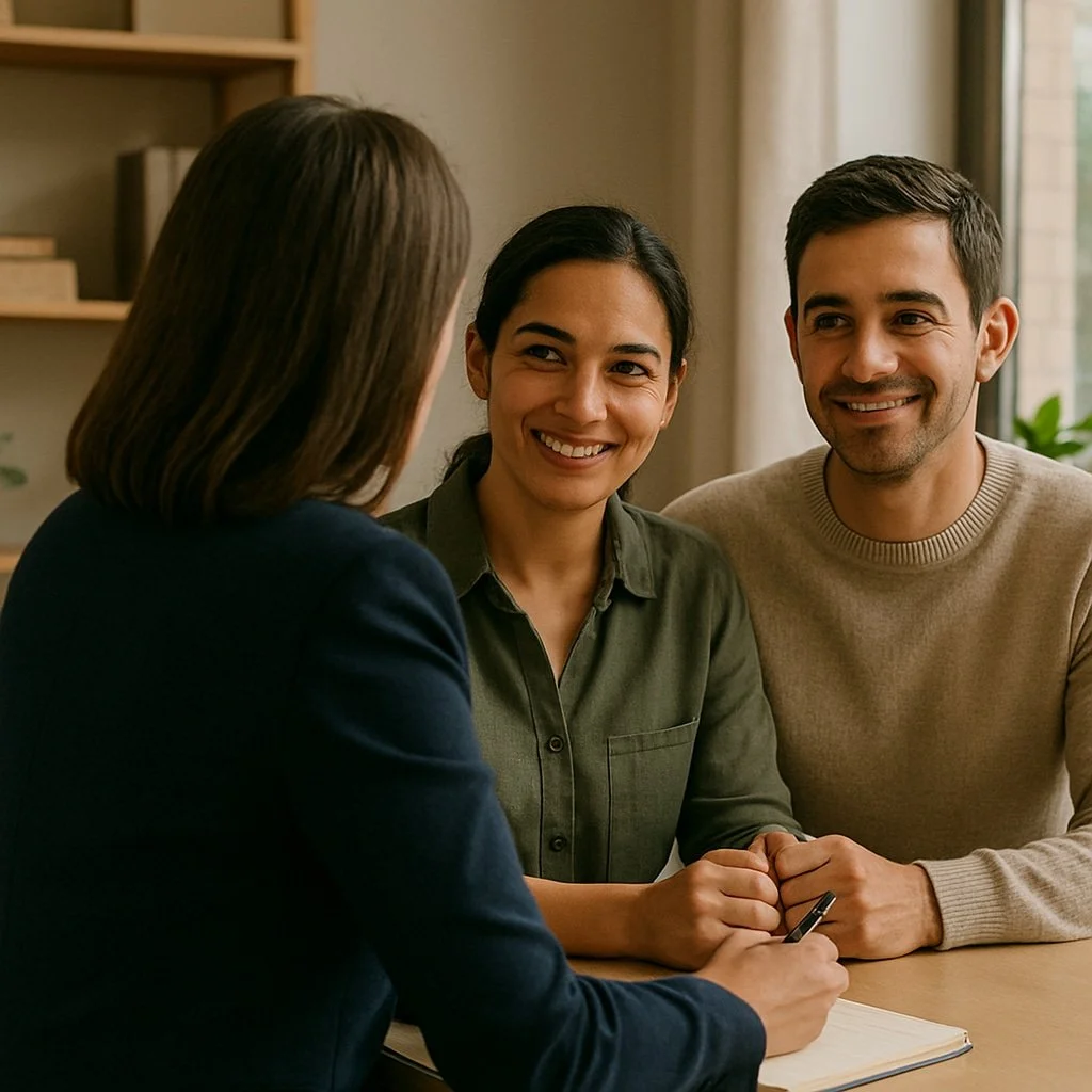 A couple meeting with their lawyer