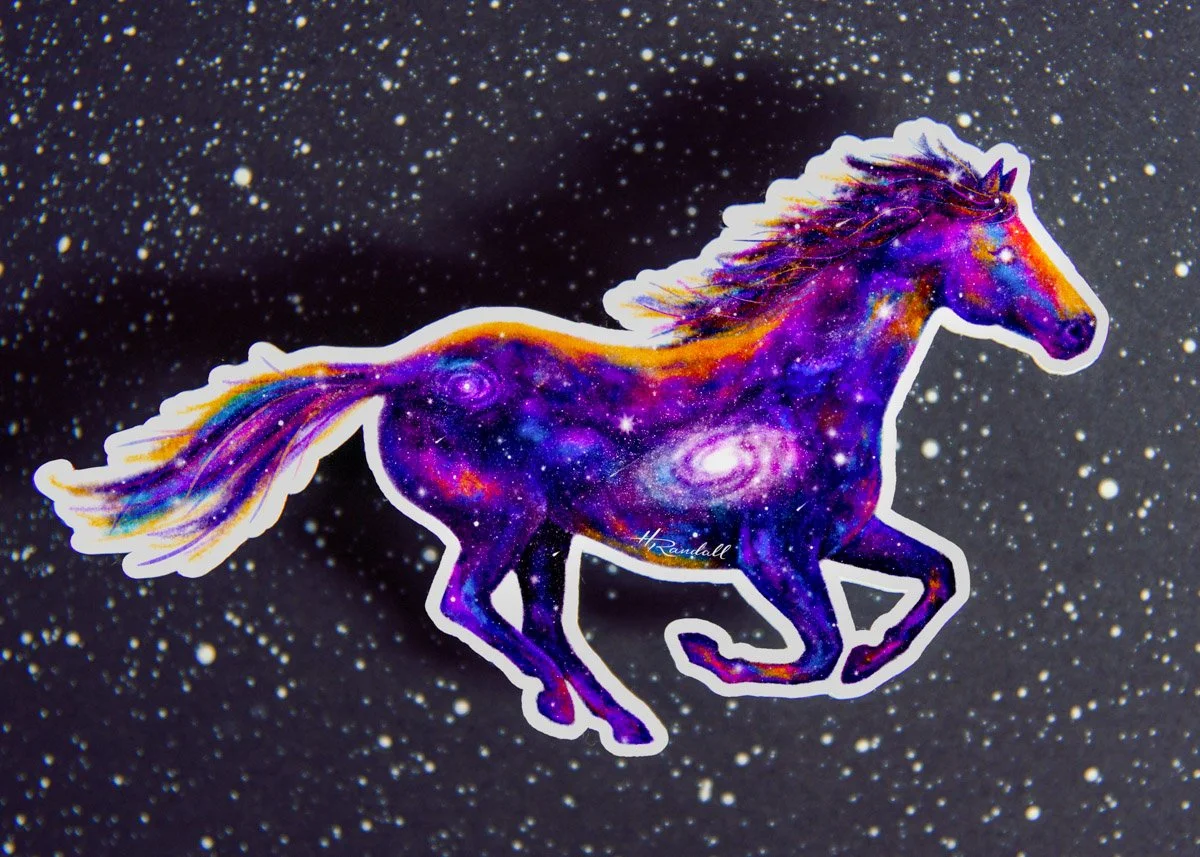Running Horse Galaxy - Waterproof Sticker