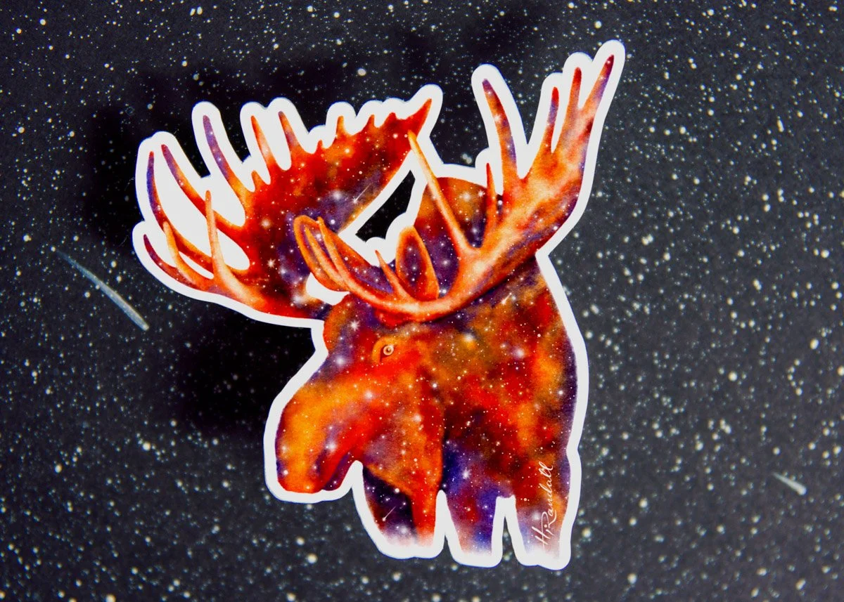 Moose Galaxy - Waterproof Sticker