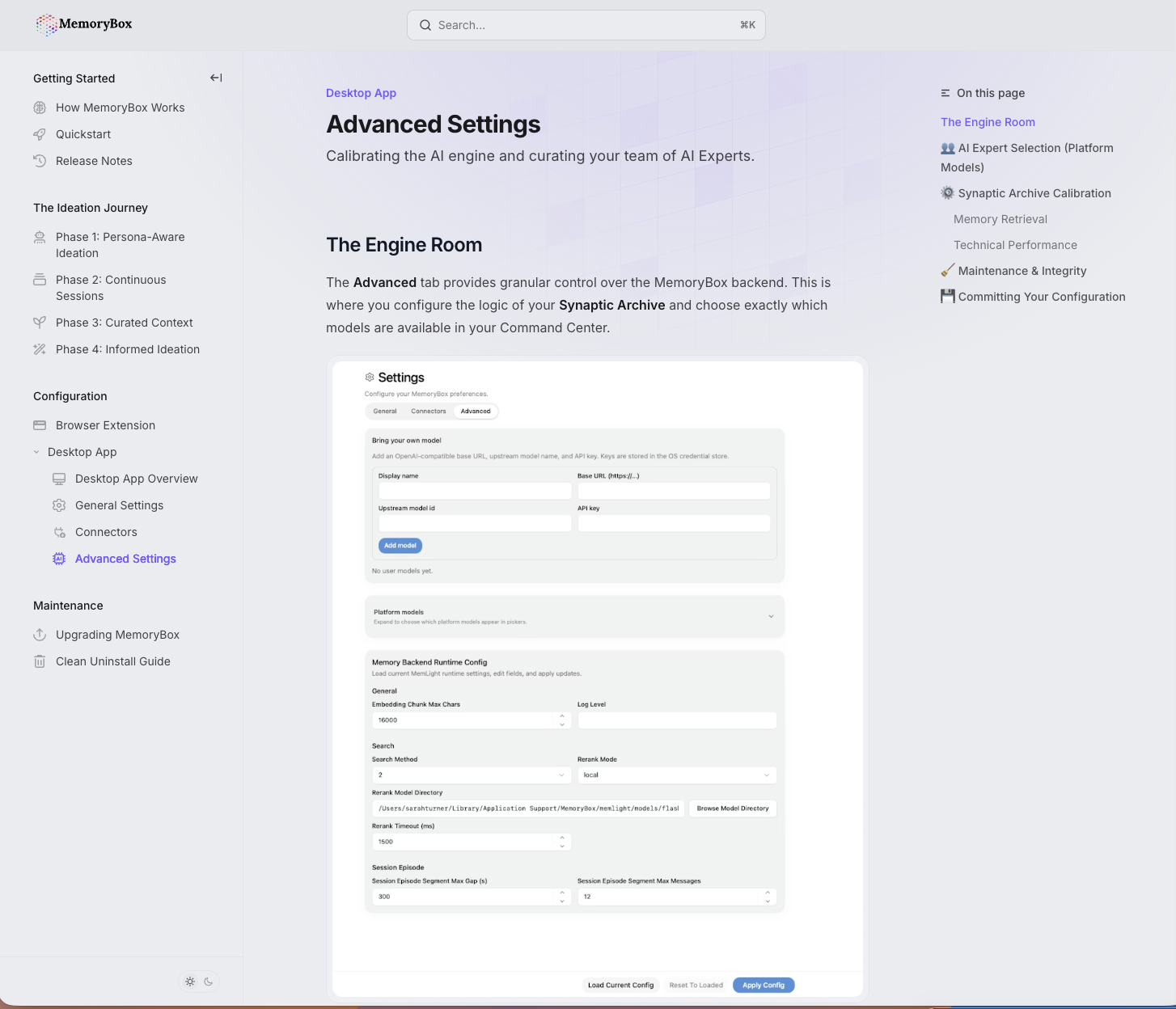 Example of the light view of our docs site, complete with windows background and color match to the Desktop Application.